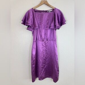 Banana Republic 100% Silk Putple Orchid Flutter Sleeve Dress size 12P 12 P $139